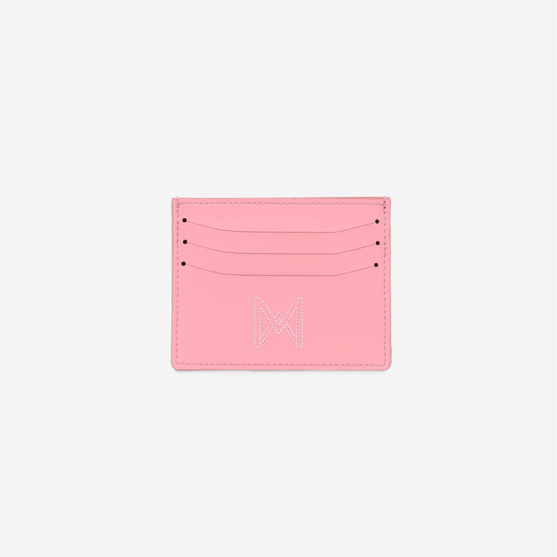 Porte-cartes M24 de MAES Paris, fabriqué en France en M_MAT_mycelium, vu de face [color:rose,pink]