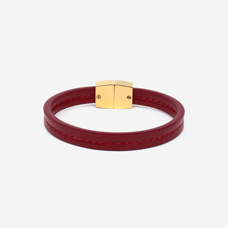 Bracelet MAES Paris B240 en mycelium rouge carmin et fermoir doré [color:rouge carmin,carmine red][finish:or,gold]