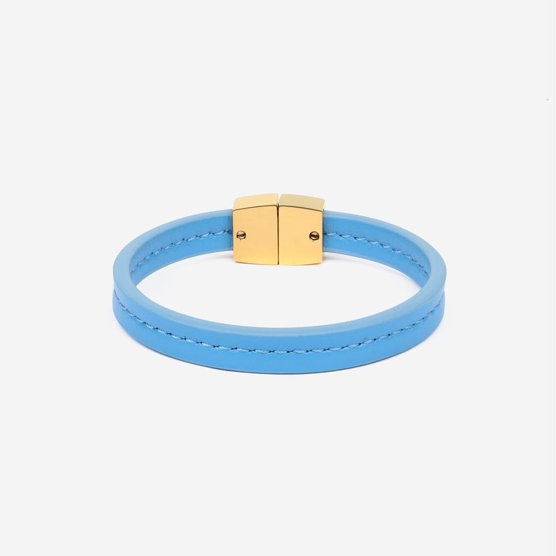 Bracelet MAES Paris B240 en mycelium bleu denim et fermoir doré [color:bleu denim,denim blue][finish:or,gold]