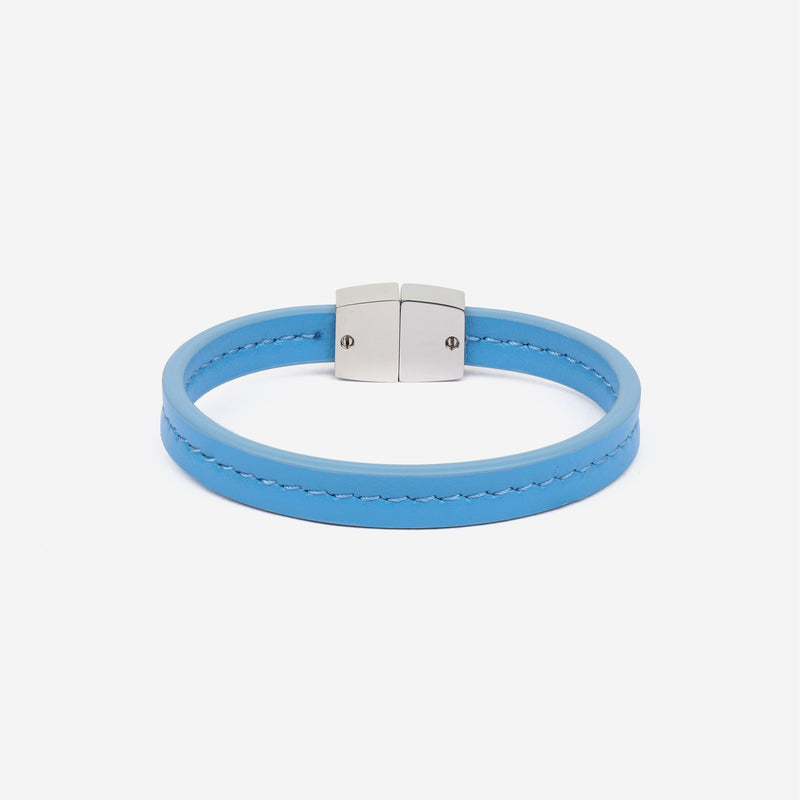 Bracelet MAES Paris B240 en mycelium bleu denim et fermoir argenté [color:bleu denim,denim blue][finish:inox poli,silver]