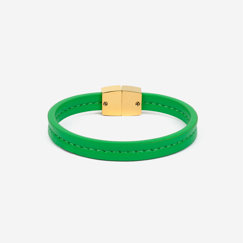 Bracelet MAES Paris B240 en mycelium vert jade et fermoir doré [color:vert jade,jade green][finish:or,gold]