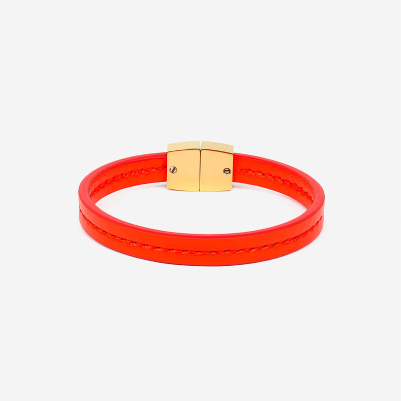 Bracelet MAES Paris B240 en mycelium vermillon et fermoir doré [color:vermillon,vermilion][finish:or,gold]