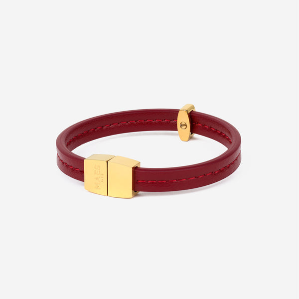 Bracelet MAES Paris B241 en mycelium rouge carmin et fermoir doré [color:carmine red,rouge carmin][finish:doré,gold]