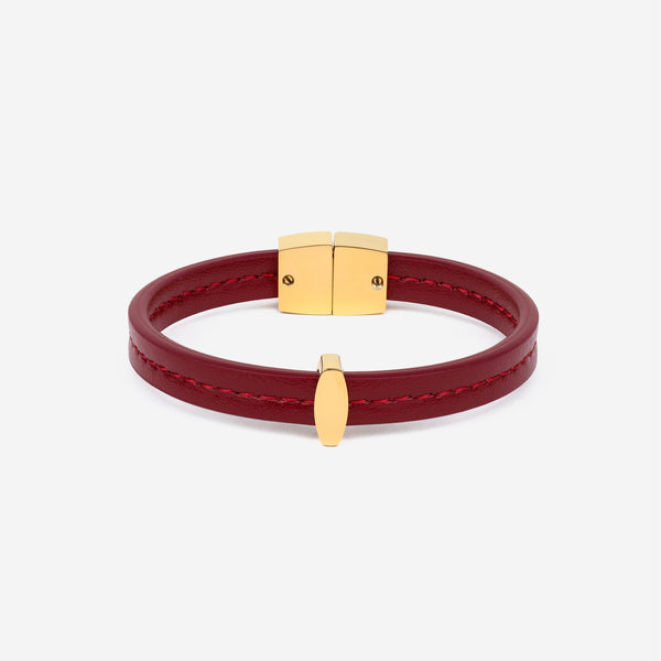 Bracelet MAES Paris B241 en mycelium rouge carmin et fermoir doré [color:carmine red,rouge carmin][finish:doré,gold]