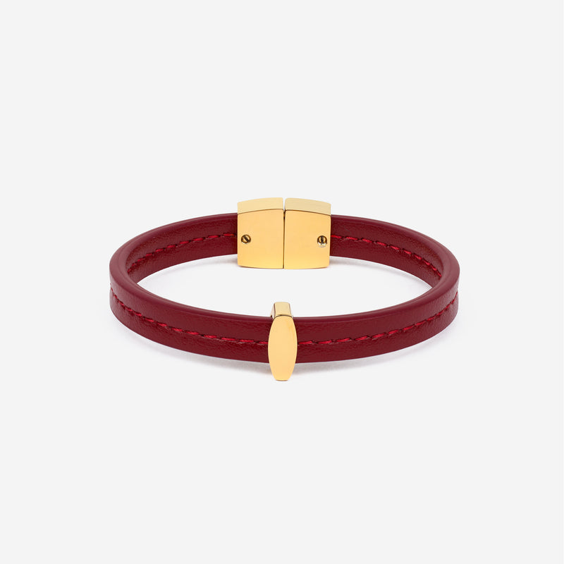 Bracelet MAES Paris B241 en mycelium rouge carmin et fermoir doré [color:carmine red,rouge carmin][finish:doré,gold]