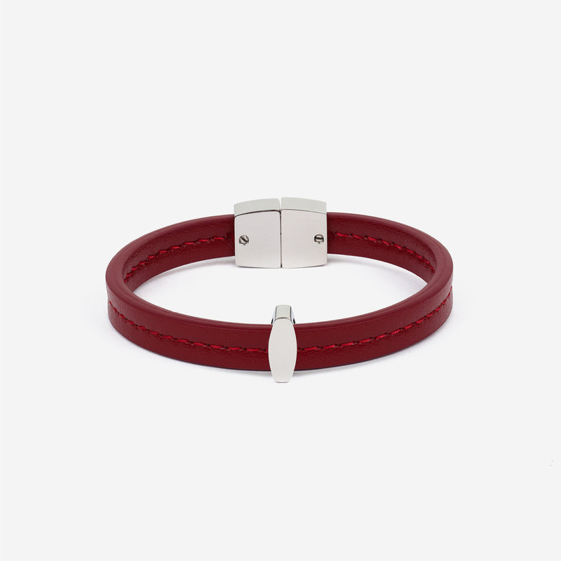 Bracelet MAES Paris B241 en mycelium noir et fermoir doré [color:rouge carmin,carmine red][finish:argenté,silver]